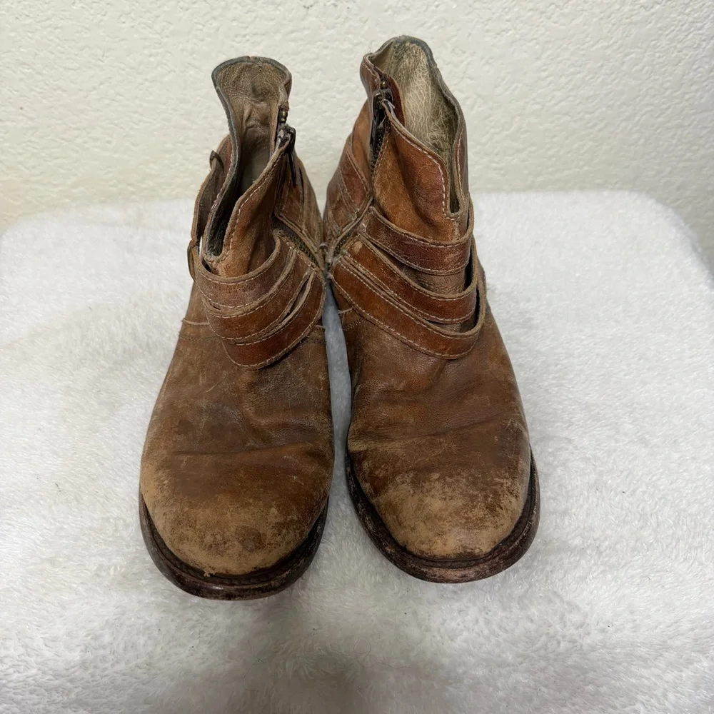 Freebird By Steven Watts Brown Distressed Leather Ankle Boots Size 9